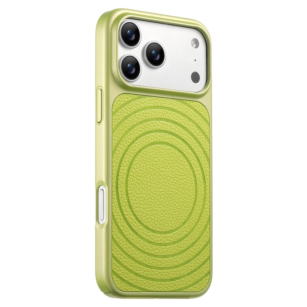 For iPhone 17 Pro Magnetic Case Ripple Pattern Leather Coated PC + TPU Shockproof Back Cover