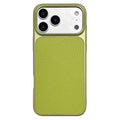 For iPhone 17 Pro Max Case Metal Paint Litchi Texture Leather Coated PC + TPU Protective Phone Cover
