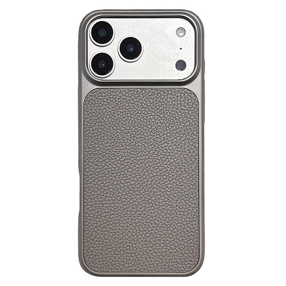 iPhone 17 Pro Max Metal Paint Litchi Texture Leather Case