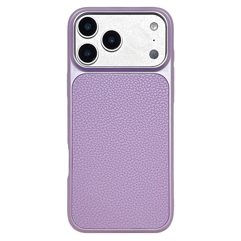 iPhone 17 Pro Max Metal Paint Litchi Texture Leather Case