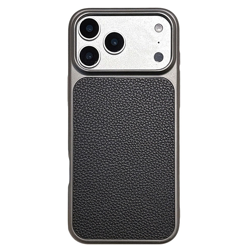 iPhone 17 Pro Max Metal Paint Litchi Texture Leather Case