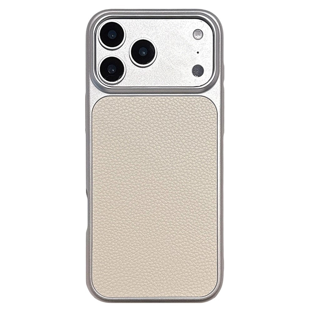 iPhone 17 Pro Max Metal Paint Litchi Texture Leather Case