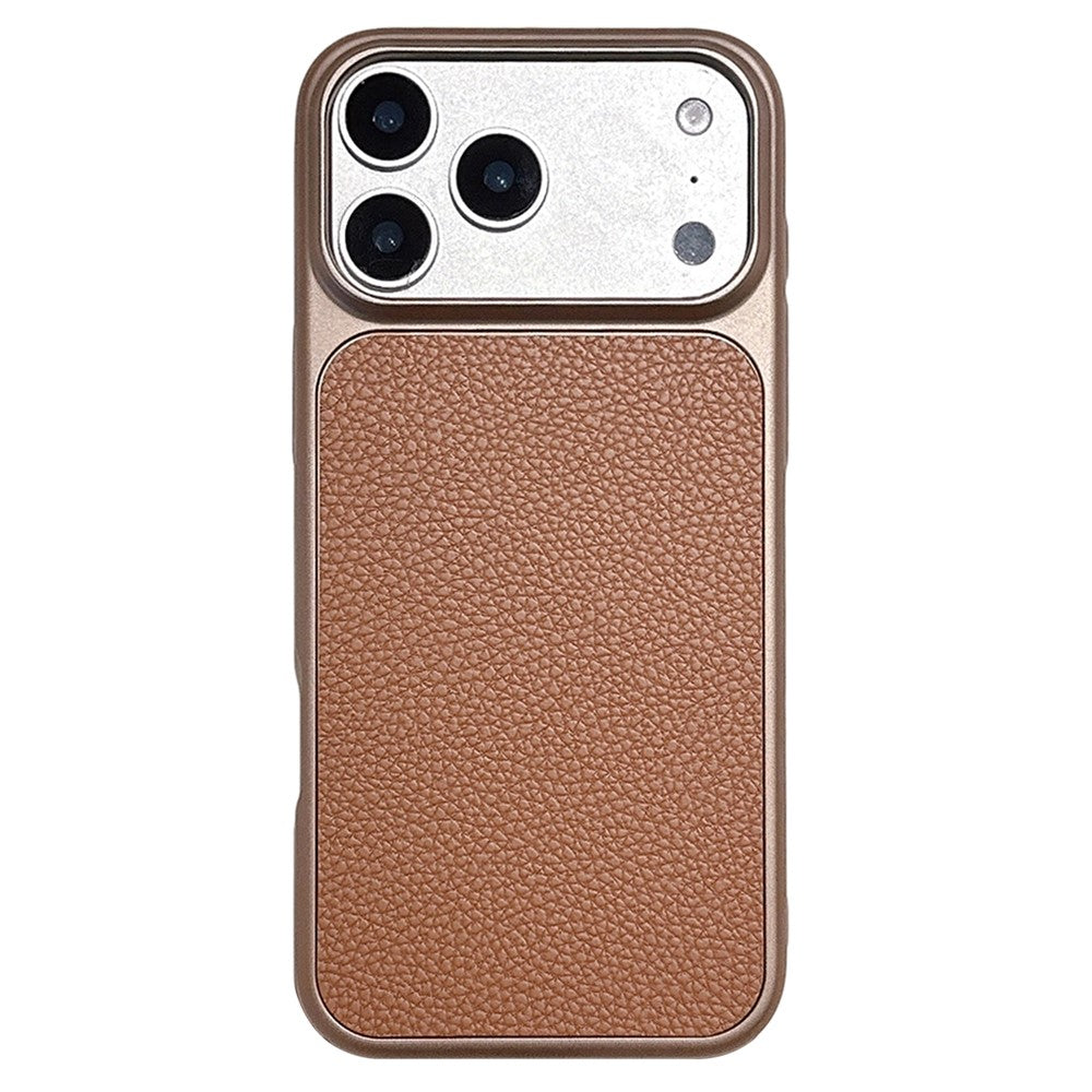 iPhone 17 Pro Max Metal Paint Litchi Texture Leather Case