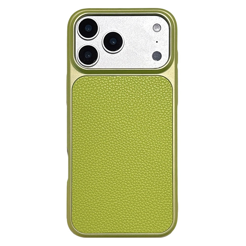 iPhone 17 Pro Max Metal Paint Litchi Texture Magnetic Case