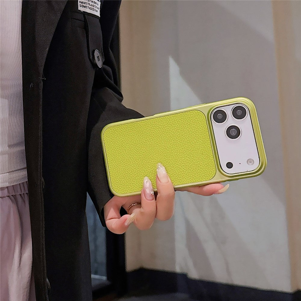 For iPhone 17 Pro Max Magnetic Case Metal Paint Litchi Texture Leather Coated PC + TPU Phone Cover