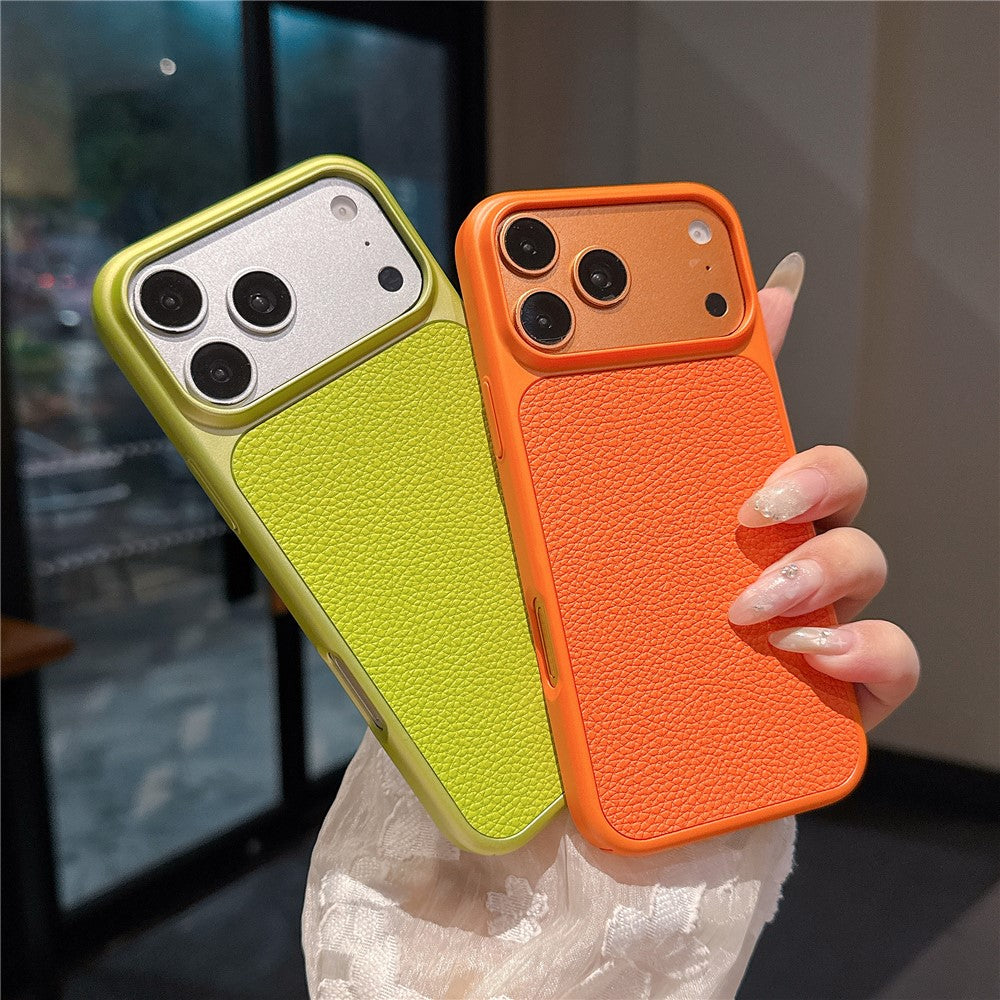 For iPhone 17 Pro Max Magnetic Case Metal Paint Litchi Texture Leather Coated PC + TPU Phone Cover