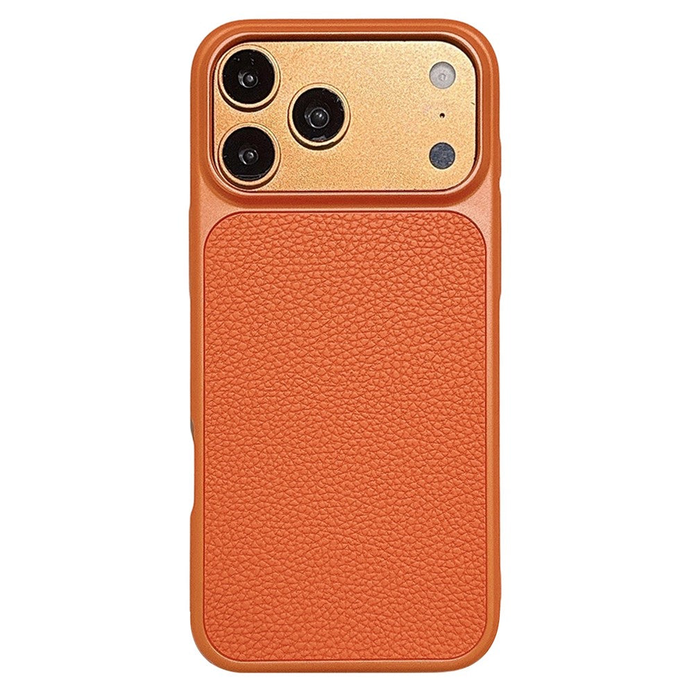 iPhone 17 Pro Max Metal Paint Litchi Texture Magnetic Case