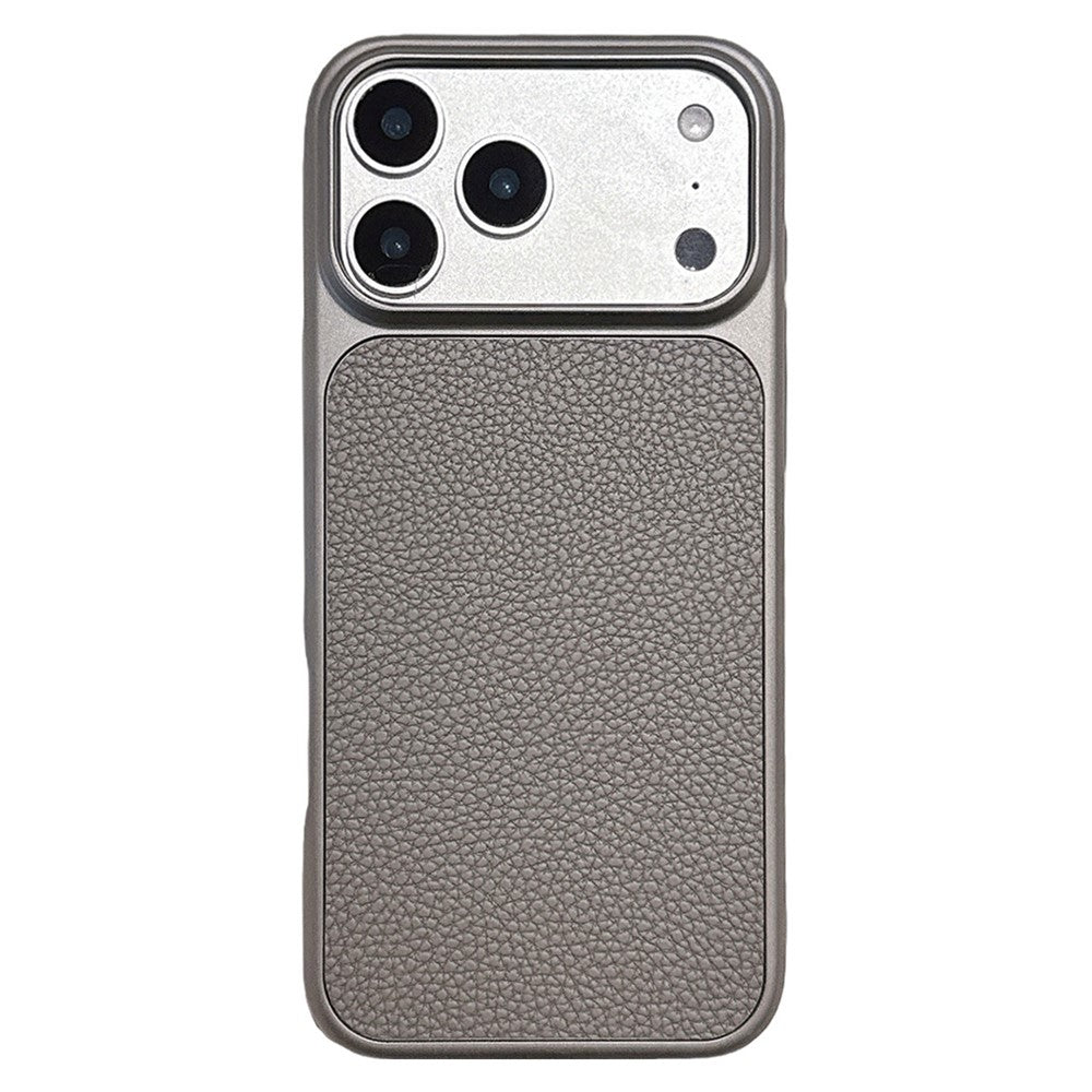 iPhone 17 Pro Max Metal Paint Litchi Texture Magnetic Case