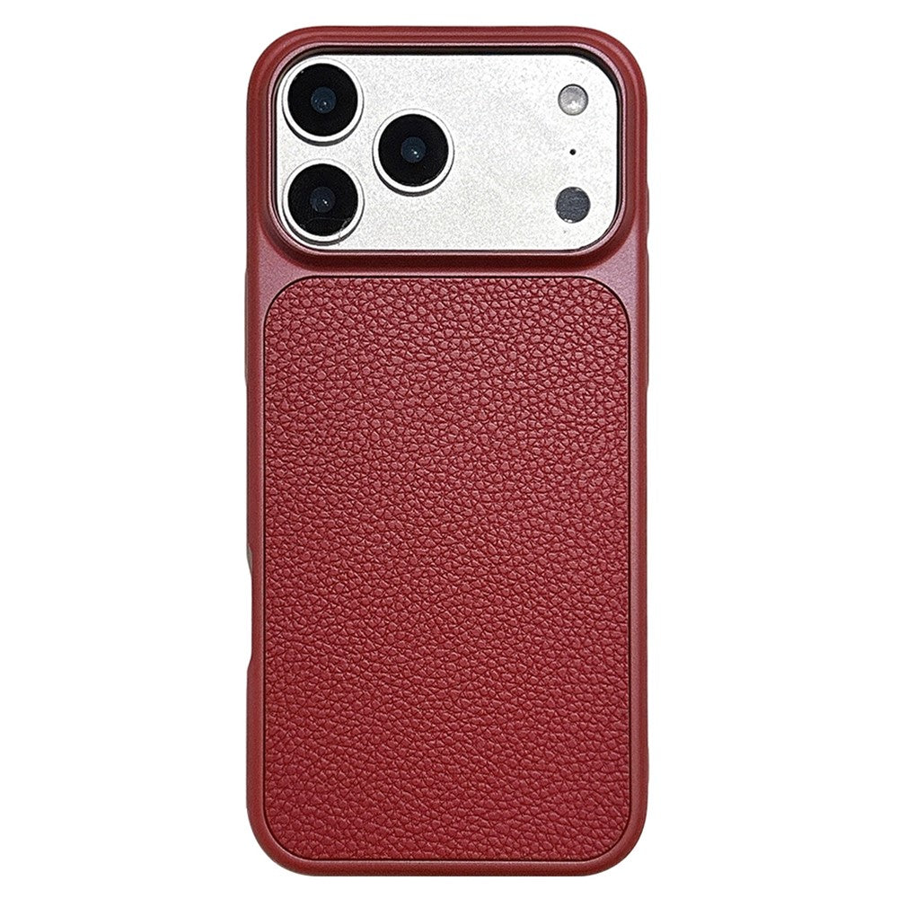 iPhone 17 Pro Max Metal Paint Litchi Texture Magnetic Case