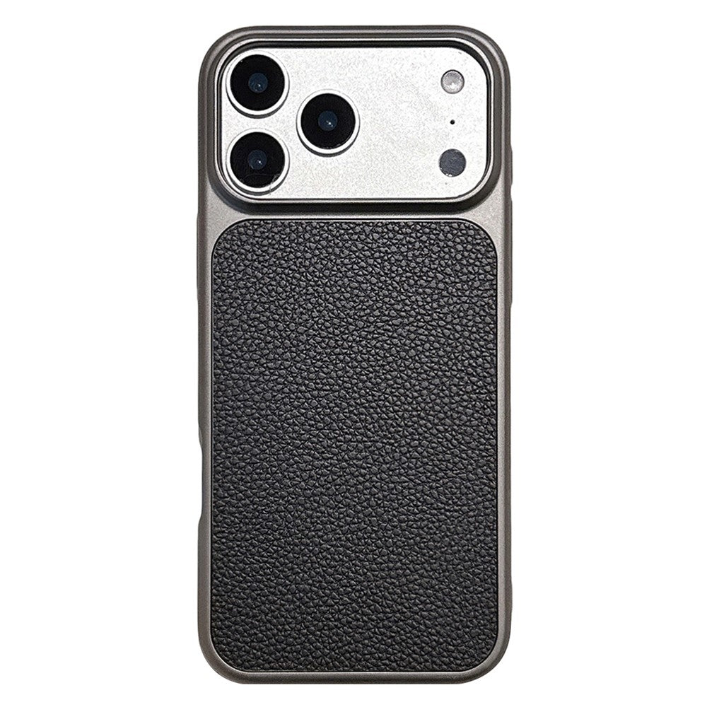 iPhone 17 Pro Max Metal Paint Litchi Texture Magnetic Case