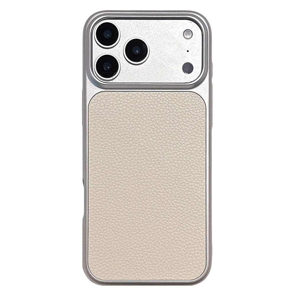For iPhone 17 Pro Max Magnetic Case Metal Paint Litchi Texture Leather Coated PC + TPU Phone Cover