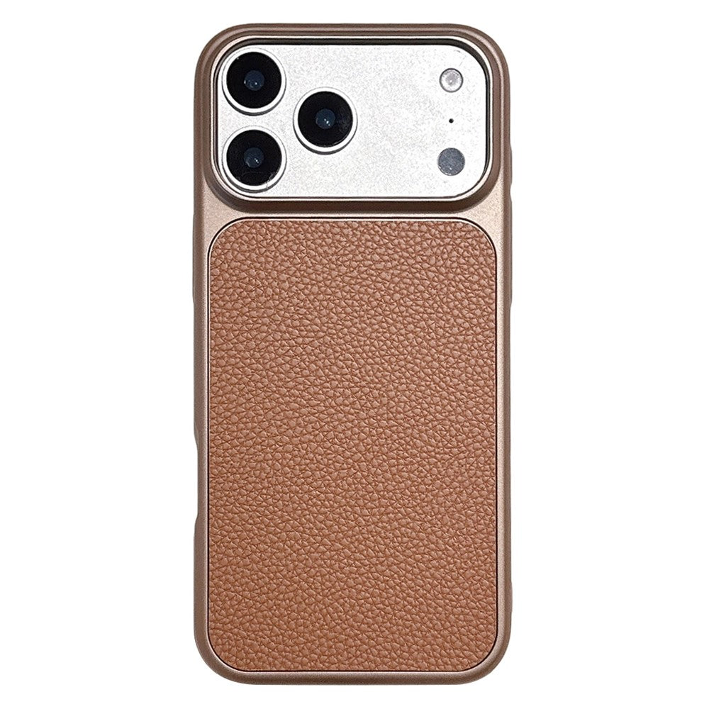 iPhone 17 Pro Max Metal Paint Litchi Texture Magnetic Case