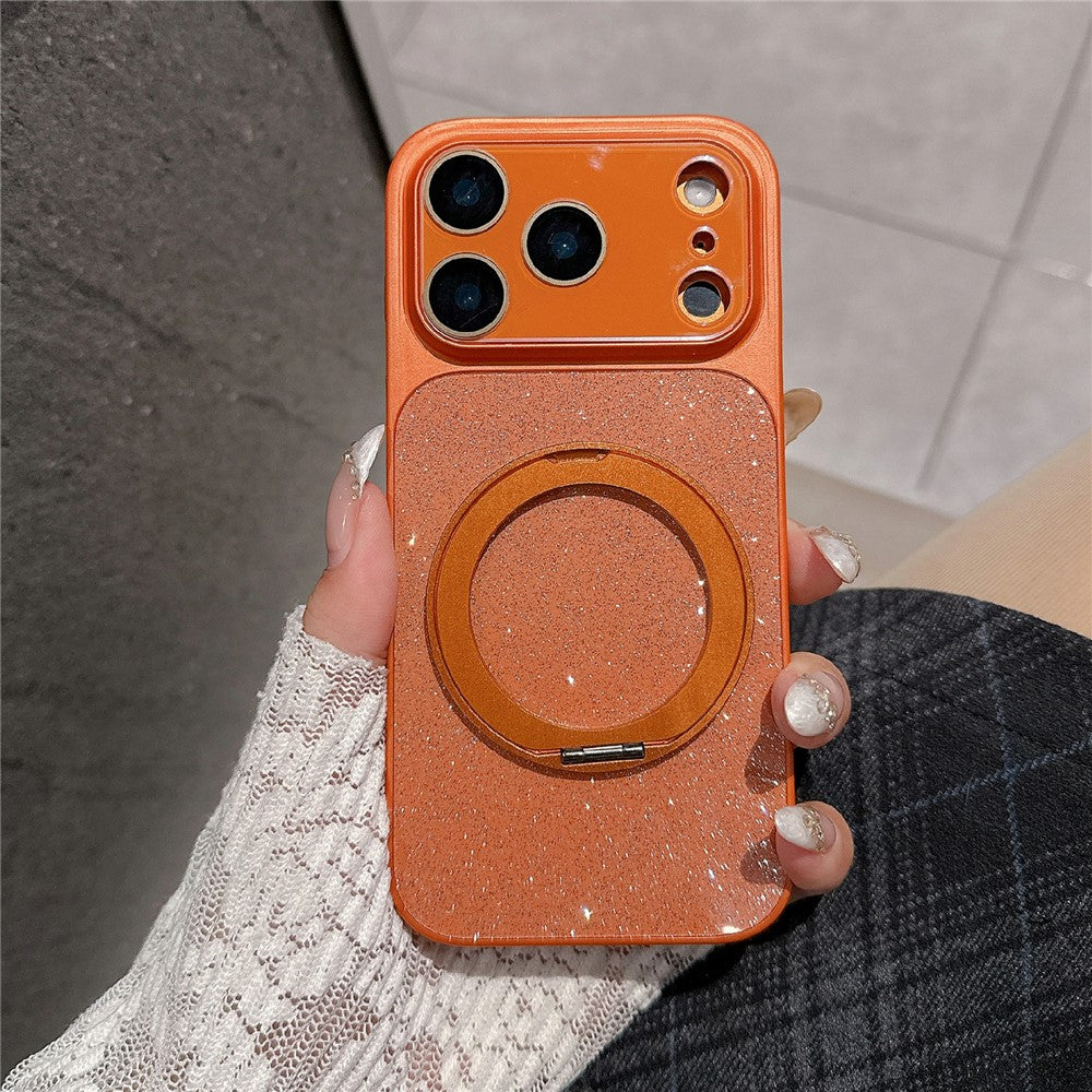 iPhone 17 Pro Max Glitter Leather Case with Rotating Kickstand