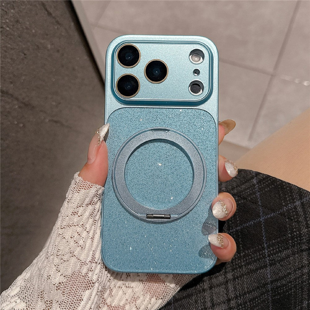 iPhone 17 Pro Max Glitter Leather Case with Rotating Kickstand