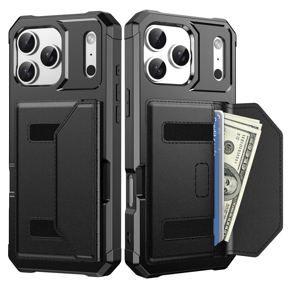 For iPhone 17 Pro Case Card Holder Leather + TPU Anti-drop Phone Cover