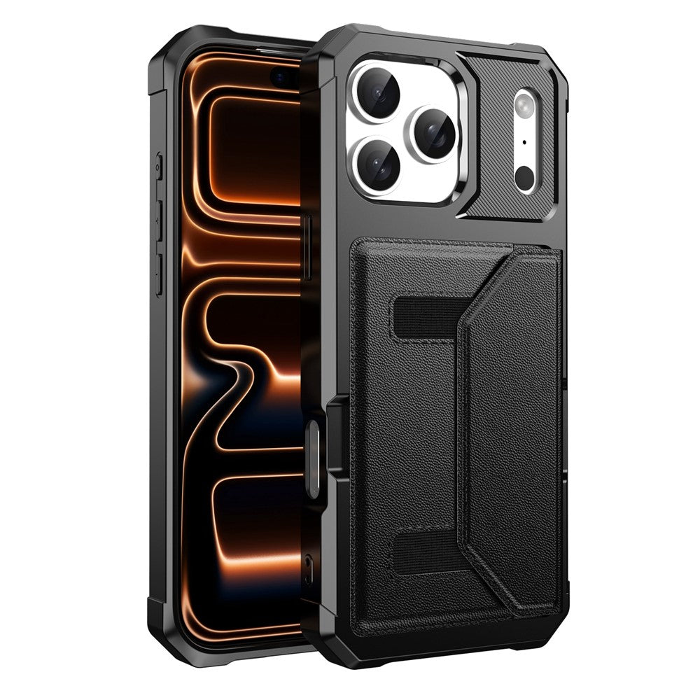 For iPhone 17 Pro Case Card Holder Leather + TPU Anti-drop Phone Cover