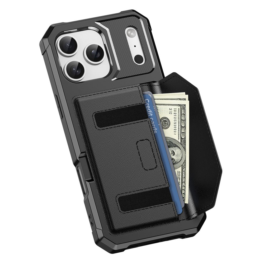 For iPhone 17 Pro Case Card Holder Leather + TPU Anti-drop Phone Cover