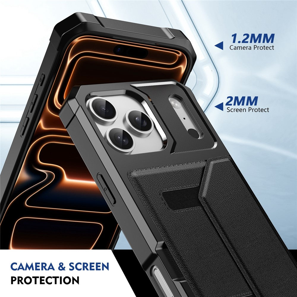 For iPhone 17 Pro Case Card Holder Leather + TPU Anti-drop Phone Cover