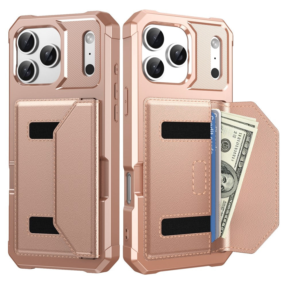 For iPhone 17 Pro Case Card Holder Leather + TPU Anti-drop Phone Cover