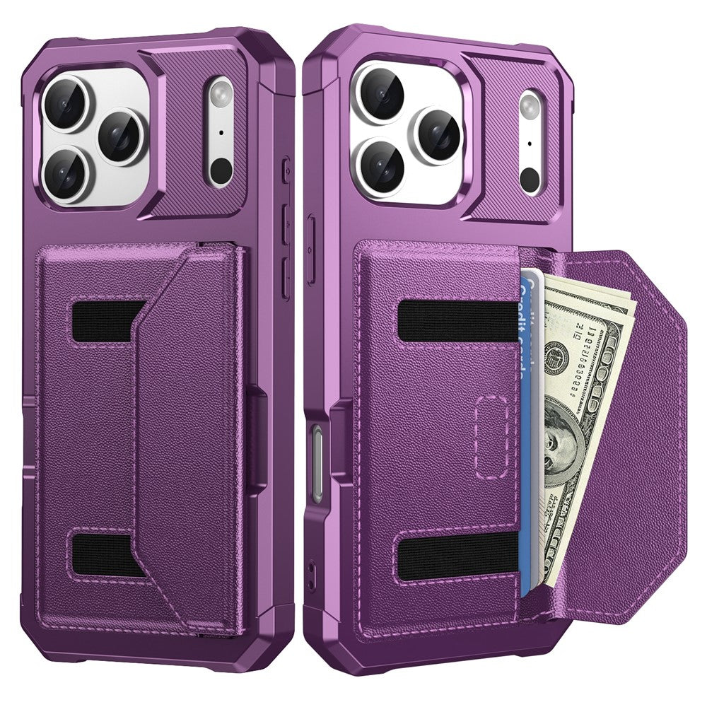 For iPhone 17 Pro Case Card Holder Leather + TPU Anti-drop Phone Cover
