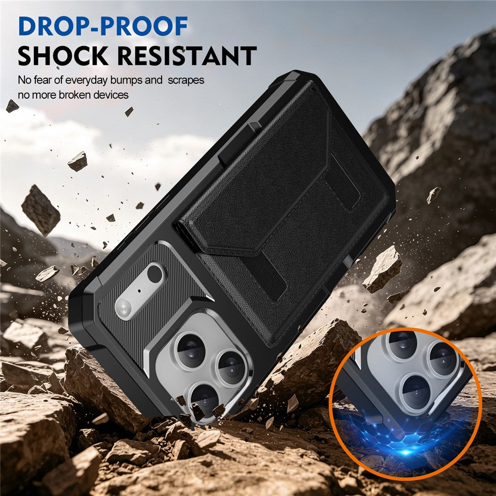 For iPhone 17 Pro Max Case Card Holder Leather + TPU Anti-drop Phone Cover