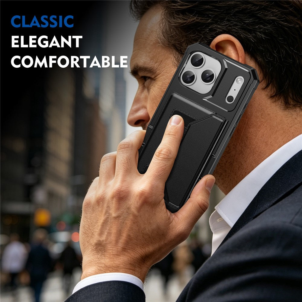 For iPhone 17 Pro Max Case Card Holder Leather + TPU Anti-drop Phone Cover
