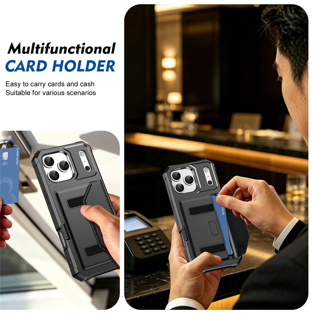 For iPhone 17 Pro Max Case Card Holder Leather + TPU Anti-drop Phone Cover