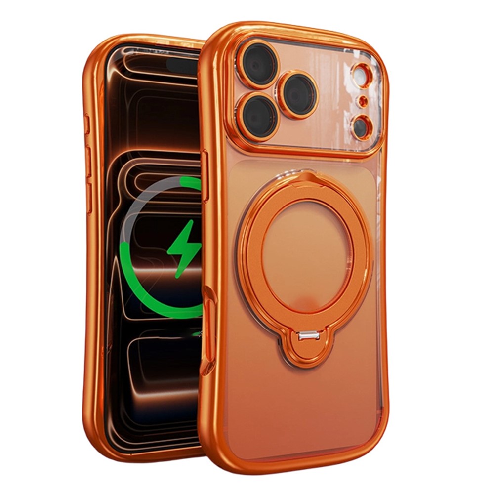 For iPhone 17 Pro Case Rotating Magnetic Kickstand Shockproof TPU Electroplating Phone Cover