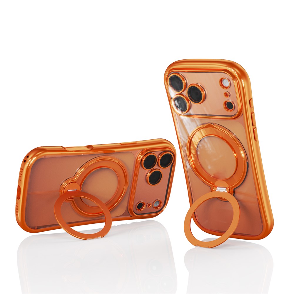 For iPhone 17 Pro Case Rotating Magnetic Kickstand Shockproof TPU Electroplating Phone Cover