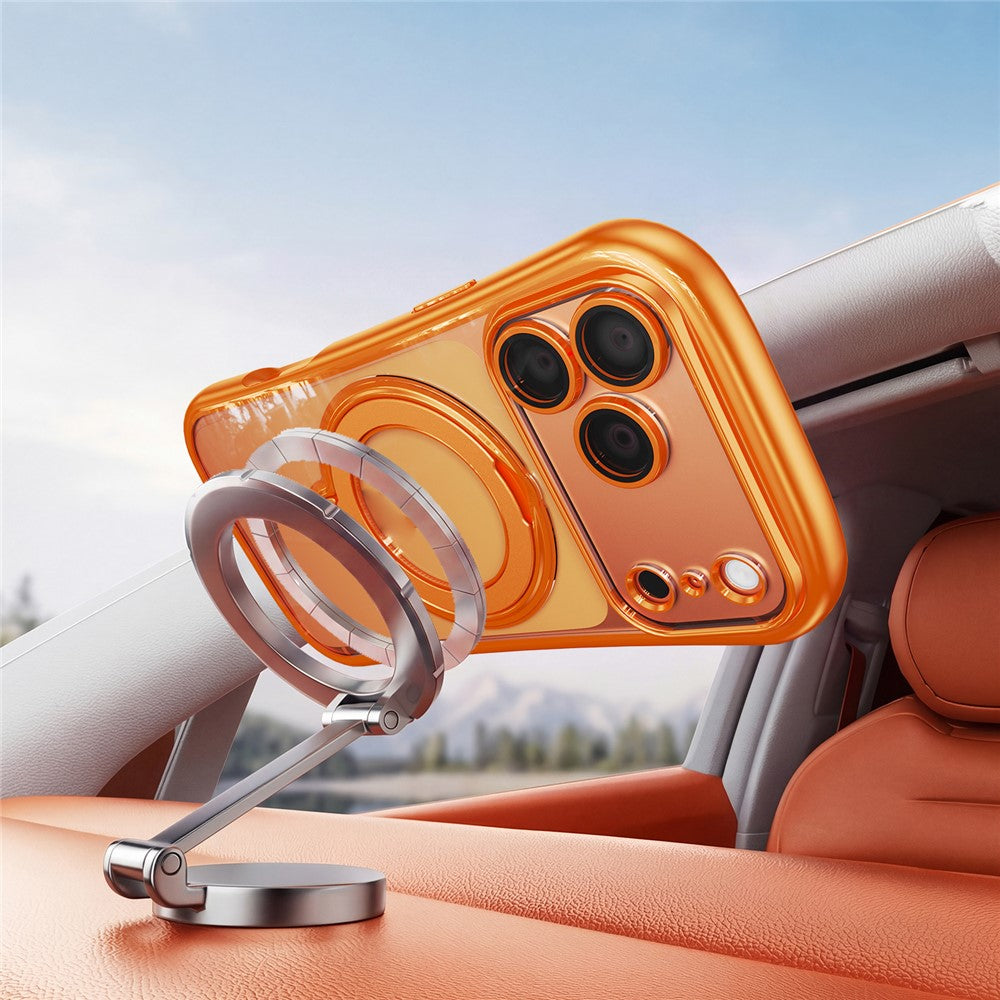 For iPhone 17 Pro Case Rotating Magnetic Kickstand Shockproof TPU Electroplating Phone Cover