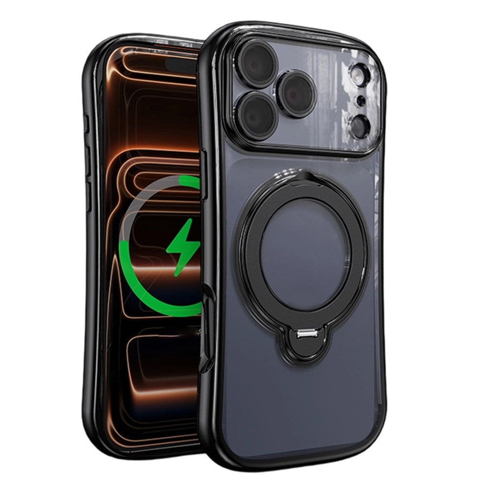 For iPhone 17 Pro Case Rotating Magnetic Kickstand Shockproof TPU Electroplating Phone Cover