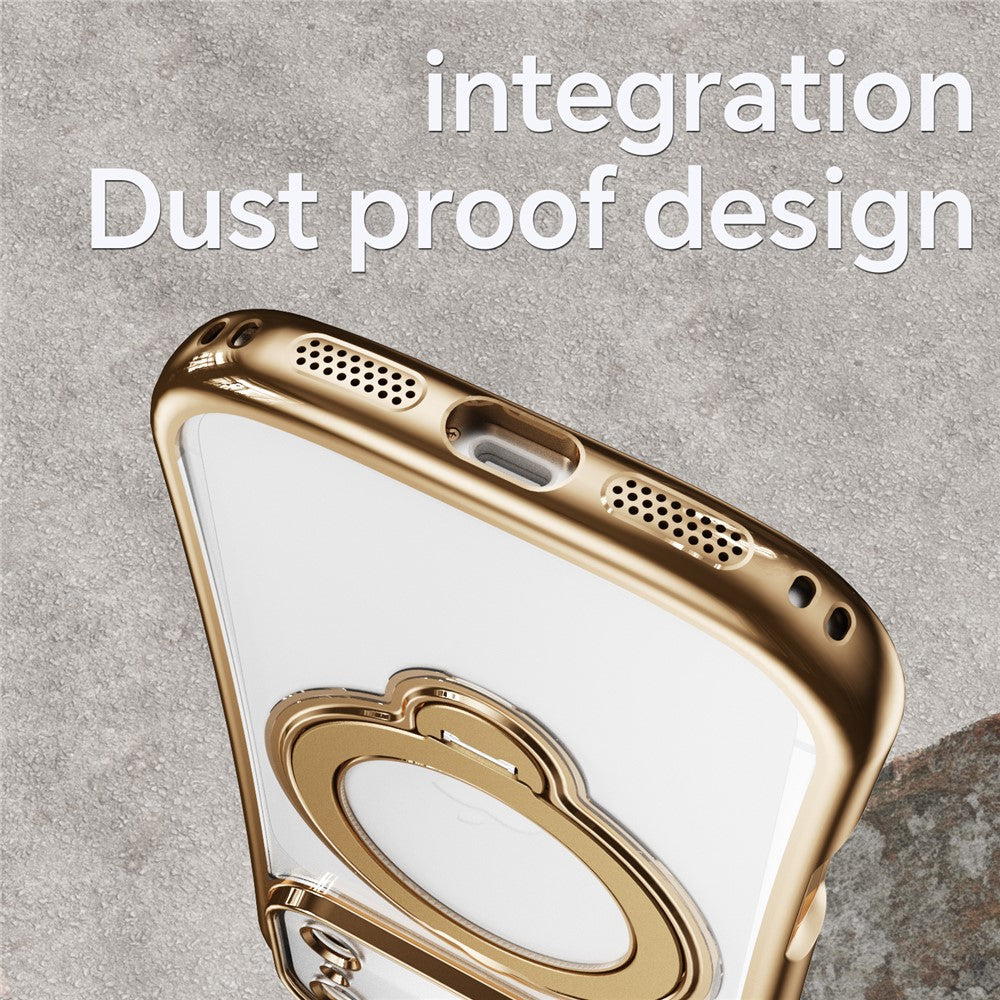 For iPhone 17 Pro Max Case Rotating Magnetic Kickstand Shockproof TPU Electroplating Phone Cover