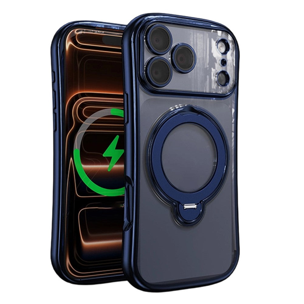 For iPhone 17 Pro Max Case Rotating Magnetic Kickstand Shockproof TPU Electroplating Phone Cover