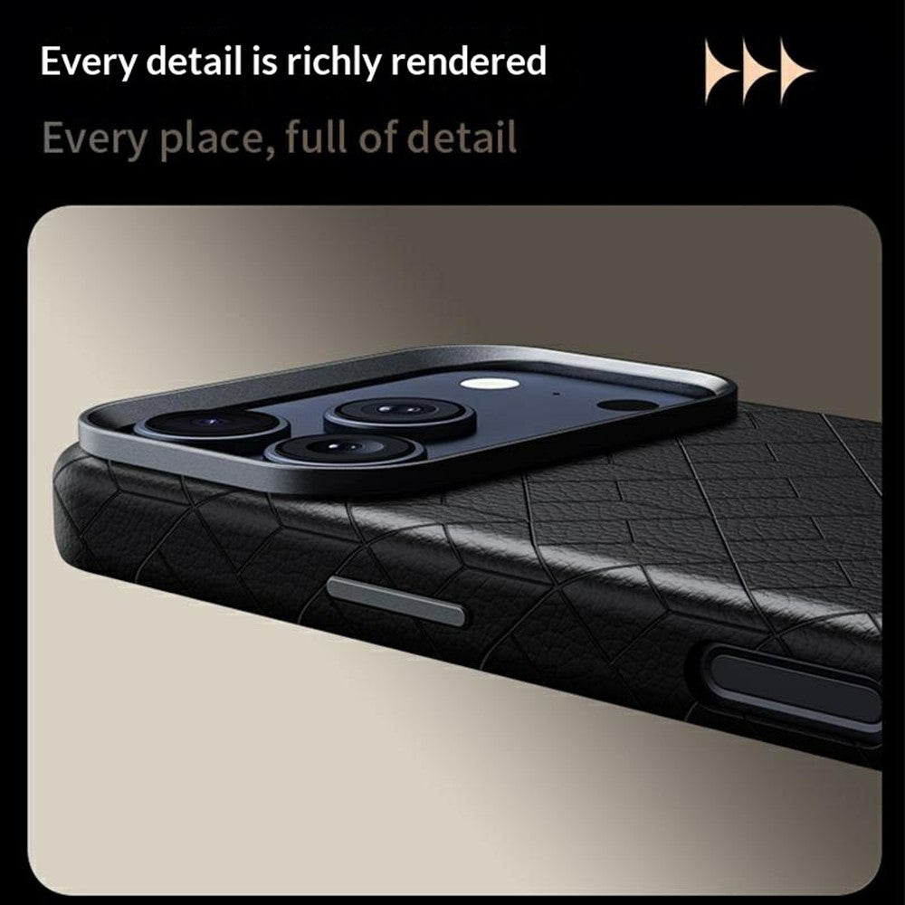 For iPhone 17 Pro Magnetic Case Imprinted Geometric Pattern Leather Coated PC + TPU Phone Cover