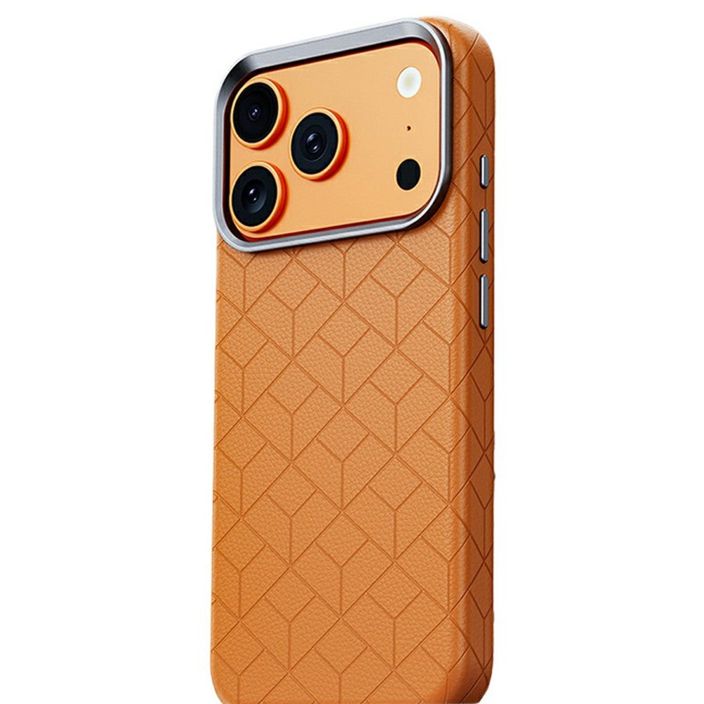 iPhone 17 Pro Geometric Pattern Leather Magnetic Case