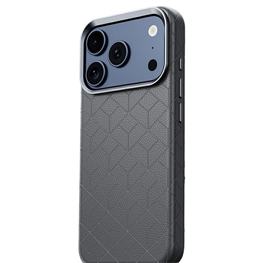 iPhone 17 Pro Geometric Pattern Leather Magnetic Case