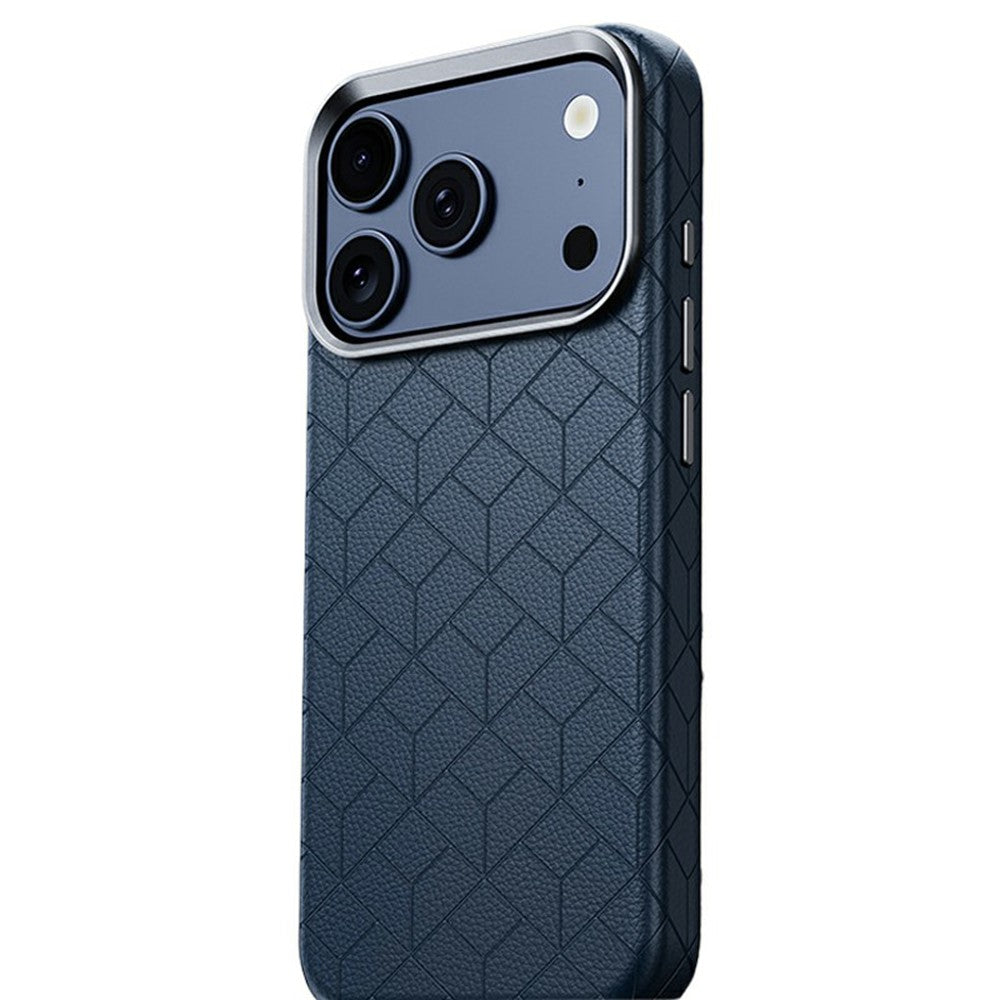 iPhone 17 Pro Geometric Pattern Leather Magnetic Case