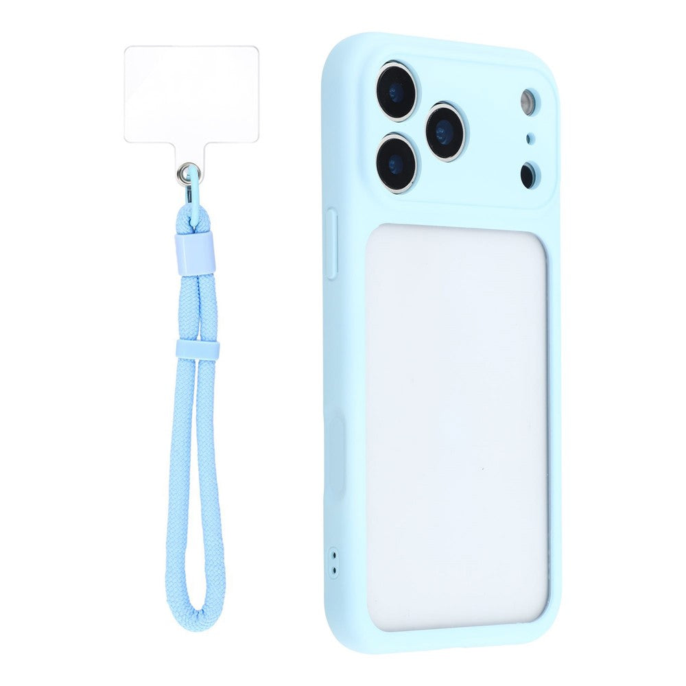 For iPhone 17 Pro Case Large Window TPU + PC Rubberized Phone Cover with Wrist Strap