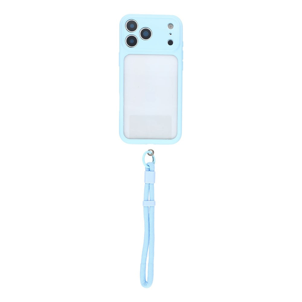 For iPhone 17 Pro Case Large Window TPU + PC Rubberized Phone Cover with Wrist Strap