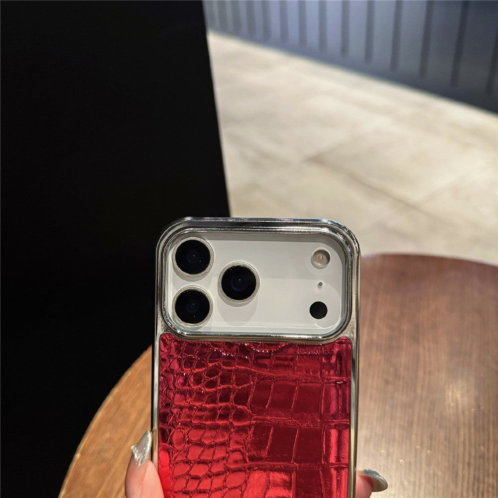 For iPhone 17 Pro Max Case Electroplated Crocodile Texture Shockproof Leather Back Cover