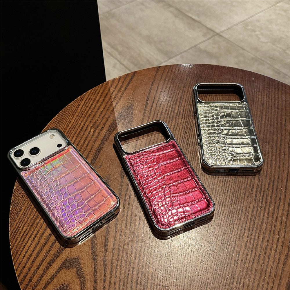 For iPhone 17 Pro Max Case Electroplated Crocodile Texture Shockproof Leather Back Cover