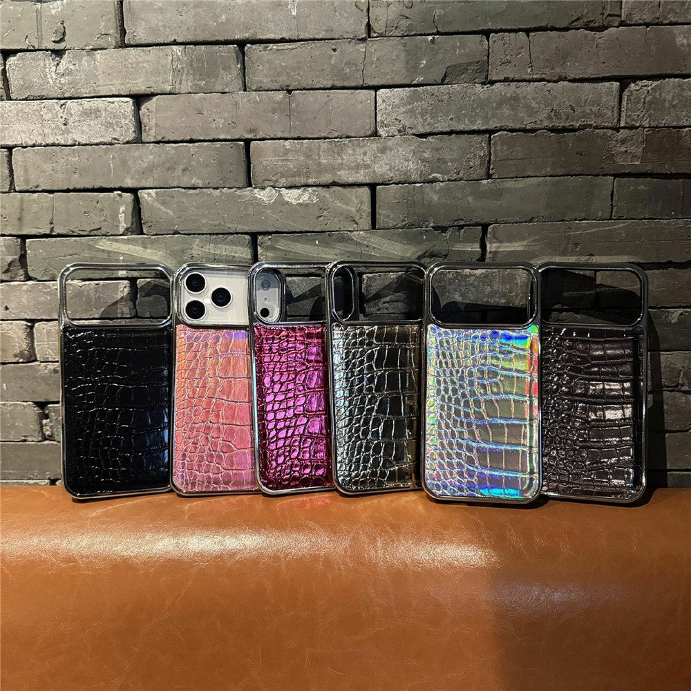For iPhone 17 Pro Max Case Electroplated Crocodile Texture Shockproof Leather Back Cover