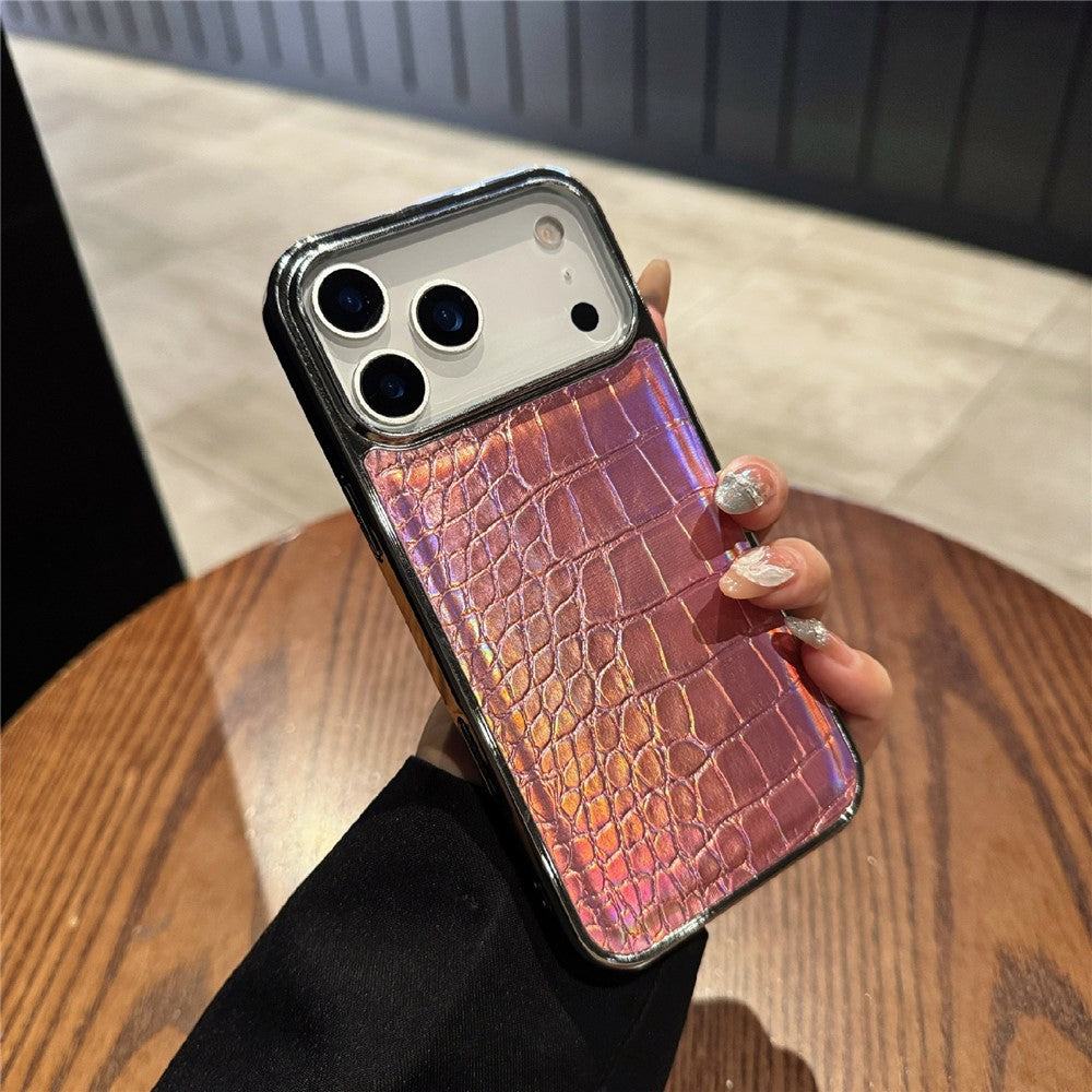 iPhone 17 Pro Max Electroplated Crocodile Texture Leather Case