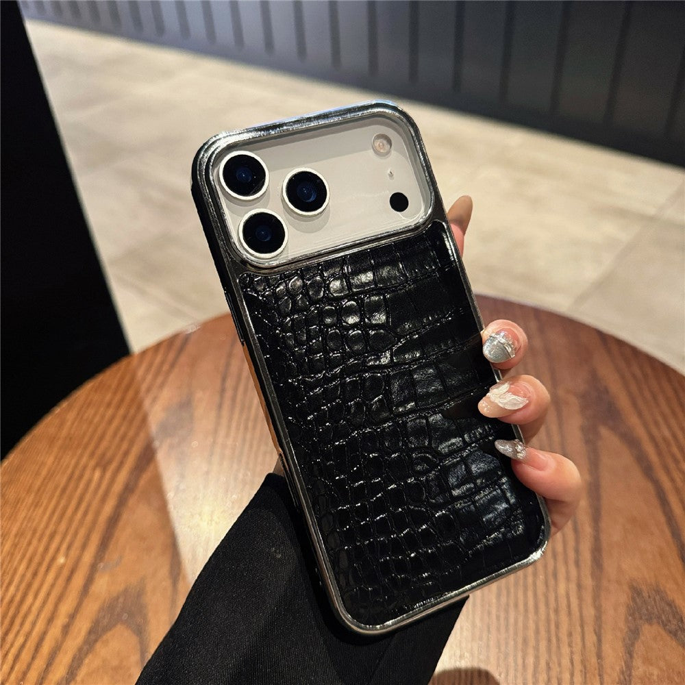 For iPhone 17 Pro Case Electroplated Crocodile Texture Shockproof Leather Back Cover