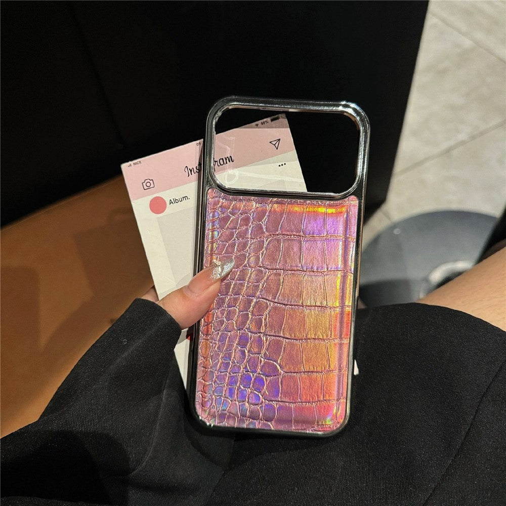 For iPhone 17 Pro Case Electroplated Crocodile Texture Shockproof Leather Back Cover