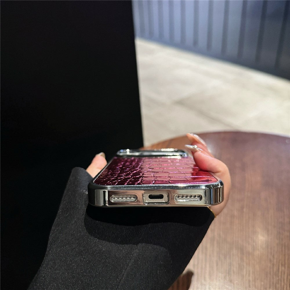 For iPhone 17 Pro Case Electroplated Crocodile Texture Shockproof Leather Back Cover