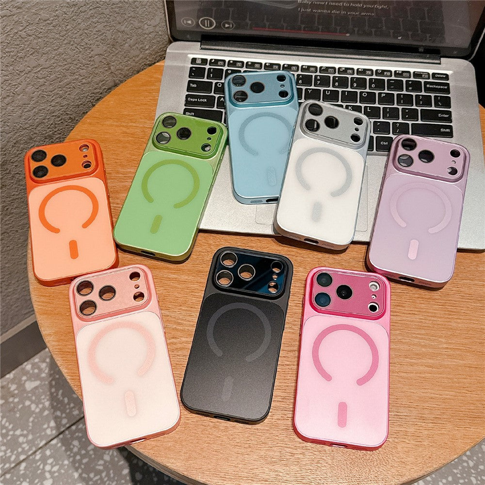 For iPhone 17 Pro Max Magnetic Case Frosted Color Matching Leather + PC + TPU Shockproof Phone Cover
