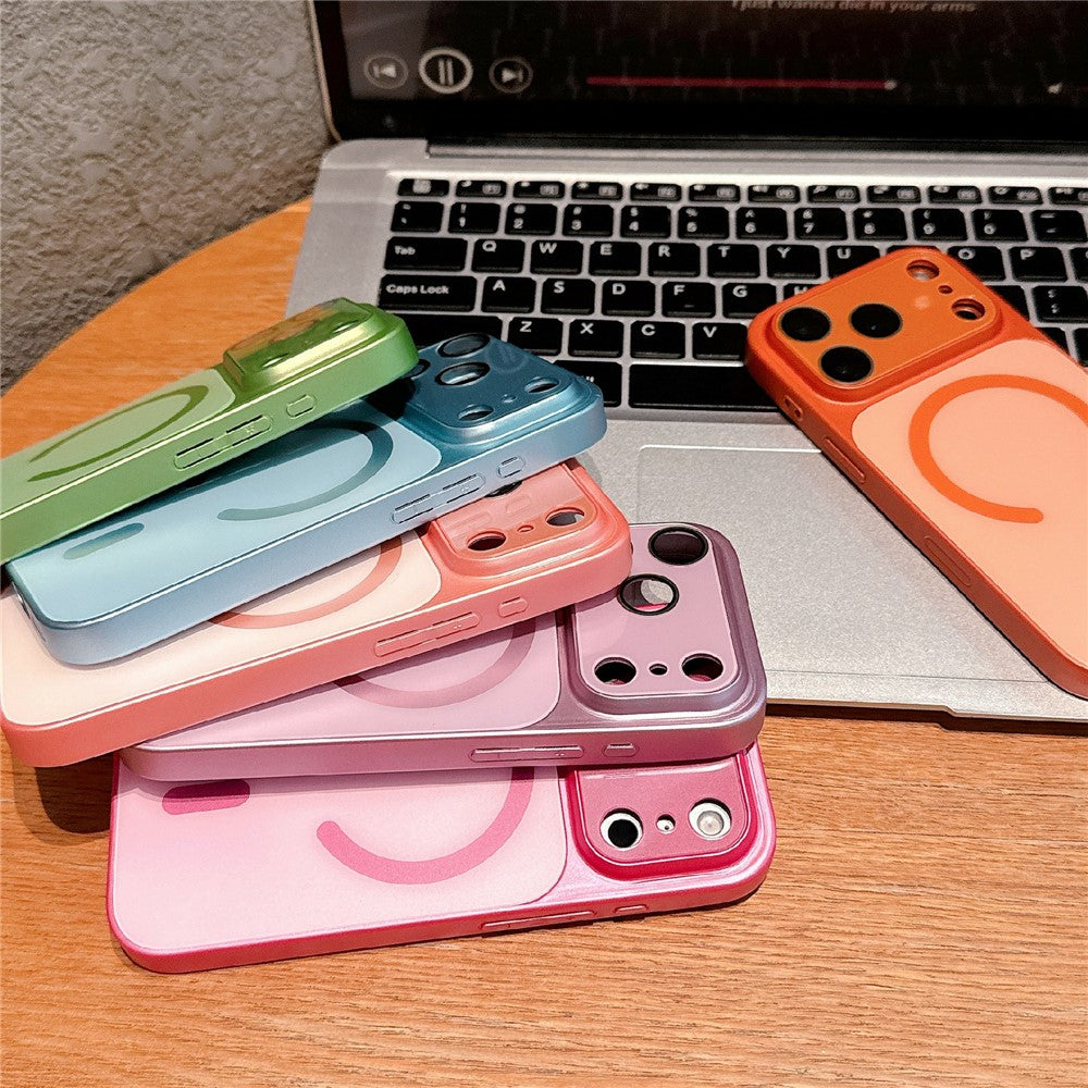 For iPhone 17 Pro Max Magnetic Case Frosted Color Matching Leather + PC + TPU Shockproof Phone Cover