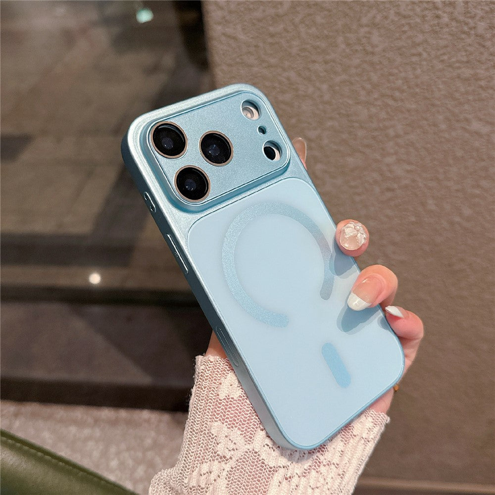 For iPhone 17 Pro Max Magnetic Case Frosted Color Matching Leather + PC + TPU Shockproof Phone Cover