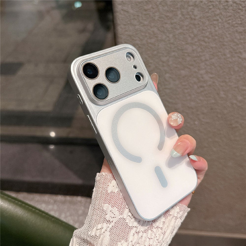 For iPhone 17 Pro Max Magnetic Case Frosted Color Matching Leather + PC + TPU Shockproof Phone Cover